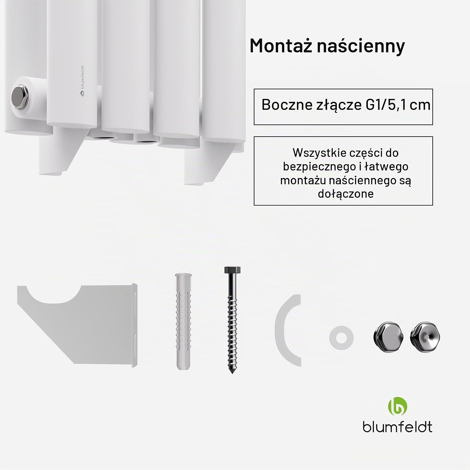 Detalle 1 de blumfeldt Tallheo SAN2-Bl-Th-Dble-Wh – grzejnik ścienny 360 W, biały, 60 × 30 cm