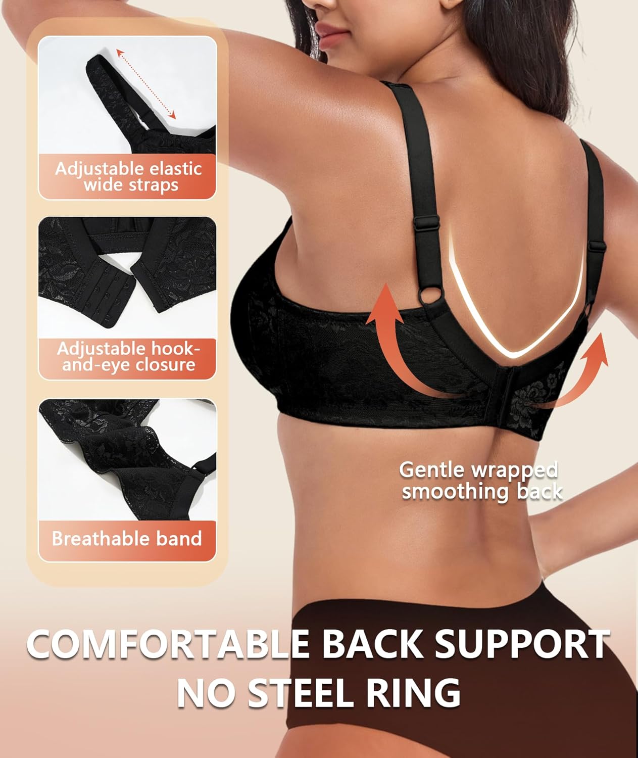 Thumbnail 3 de UPGAMR Full Coverage Minimizer Bras (Wirefree) – Lace Jacquard Plus Size Support, Large Bust