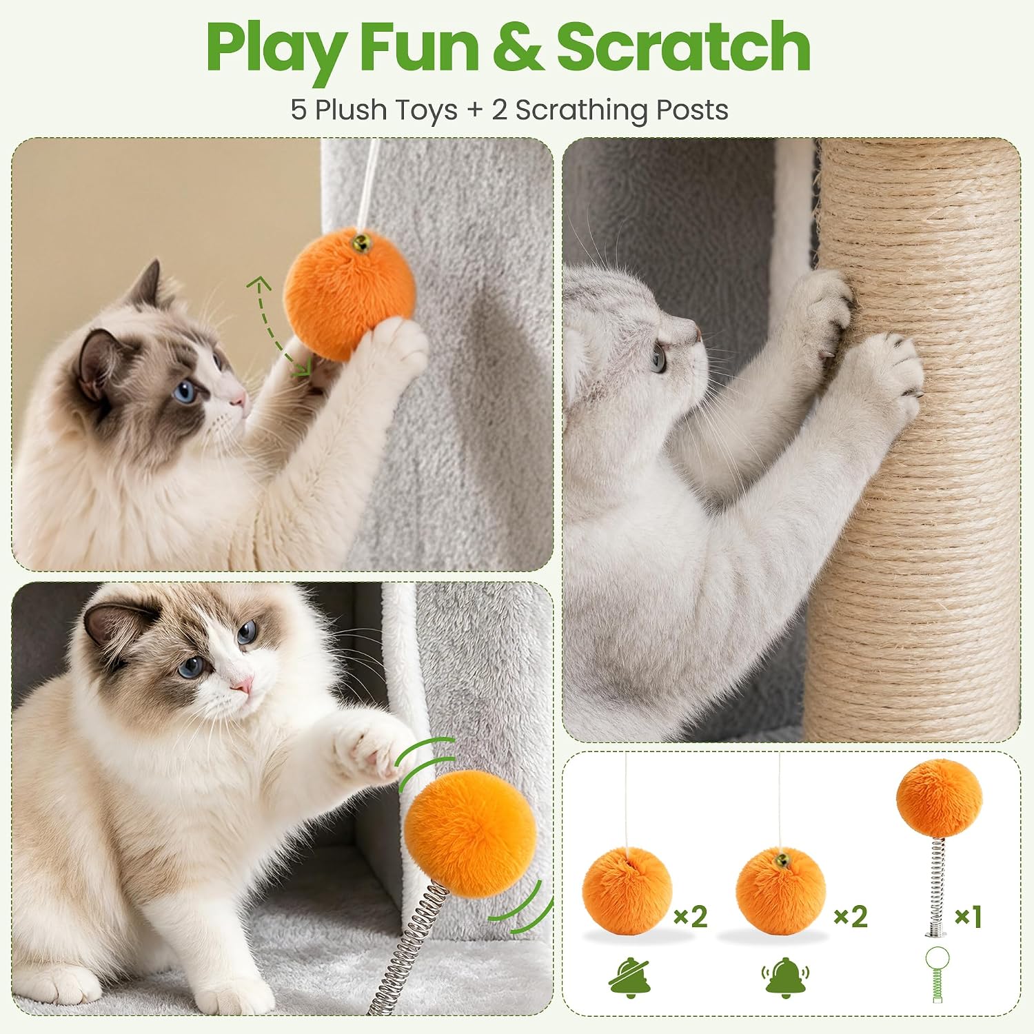 Detalle de Feliskyn 29-Inch Cat Tree with Two Condos, Sisal Scratching Posts and Perch