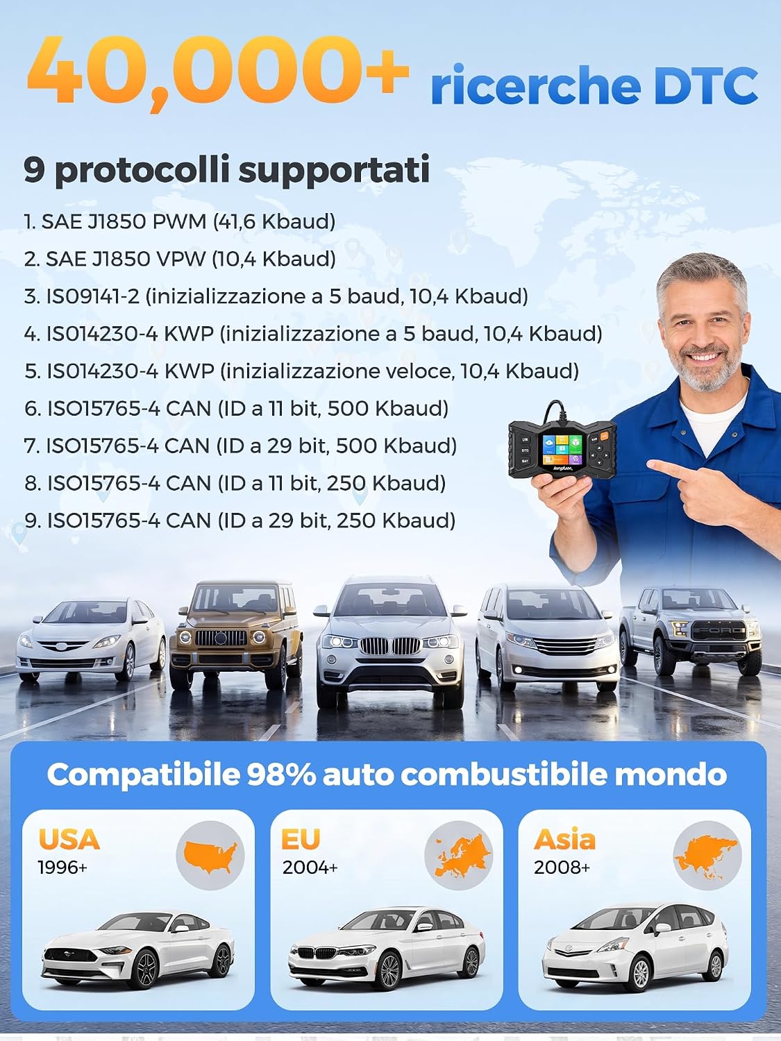 Thumbnail 6 de OBD2 Diagnosi Auto Diagnostica Italiano: Lettore Codici Motore Multimarca per Scanner Professionale