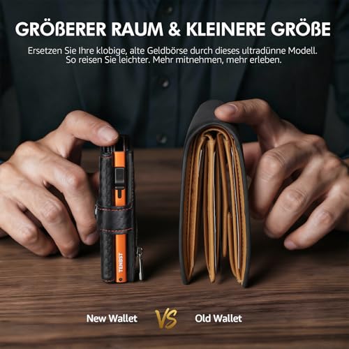 Detalle de TENBST Slim Wallet für Herren mit RFID-Schutz, Münzfach und Pop-up-Kartenhalter