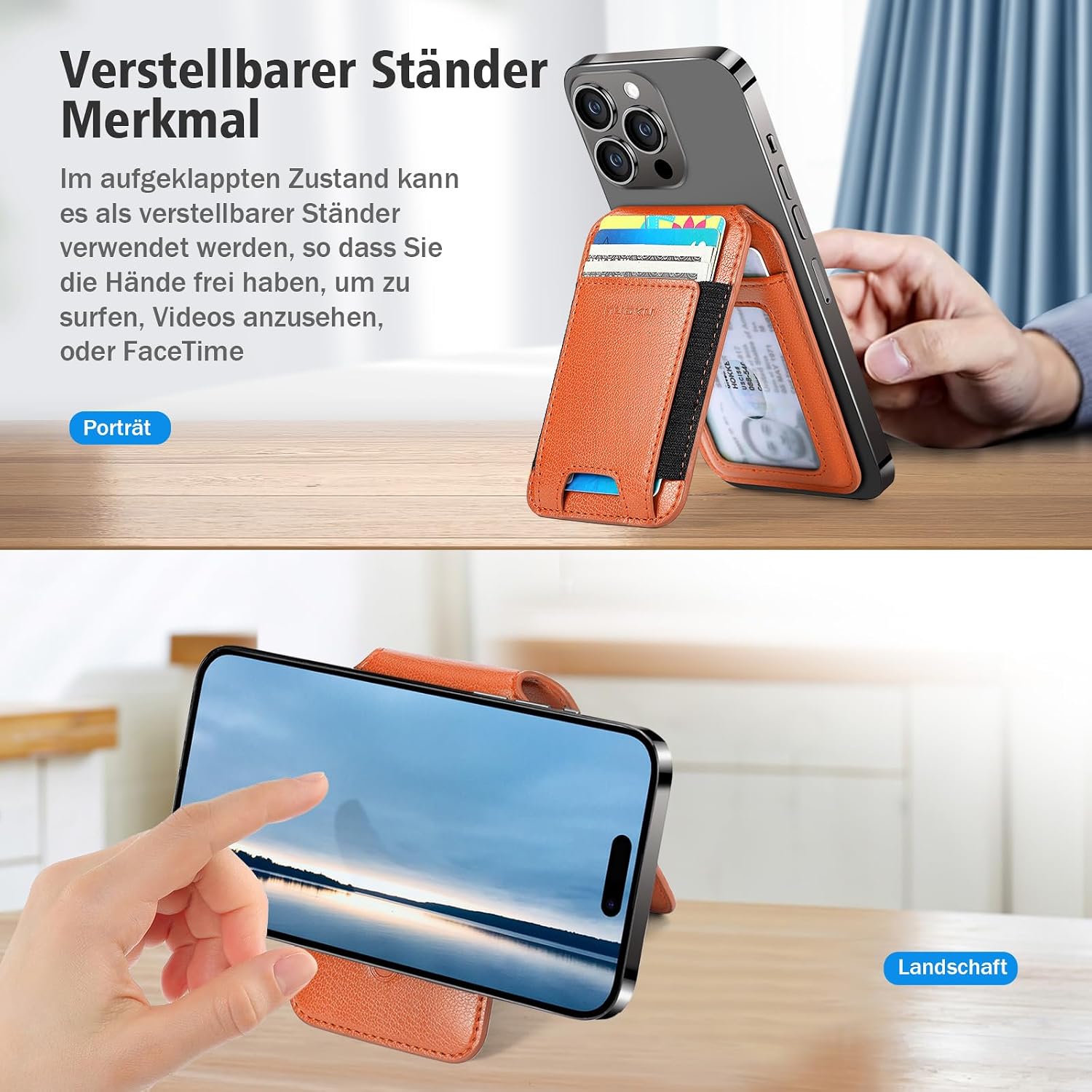 Thumbnail 2 de nuoku Leder Wallet für MagSafe – Kartenhalter mit Magnetverschluss, kompatibel mit iPhone 15/14/13/12 Serien