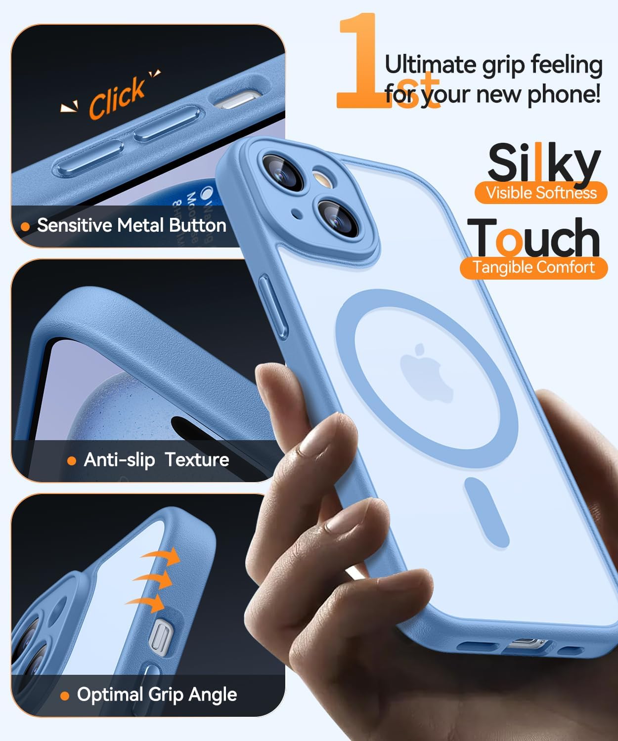 Thumbnail 5 de CANSHN magnetic iPhone 15 case (6.1") in light blue with full camera protection & MagSafe compatibility