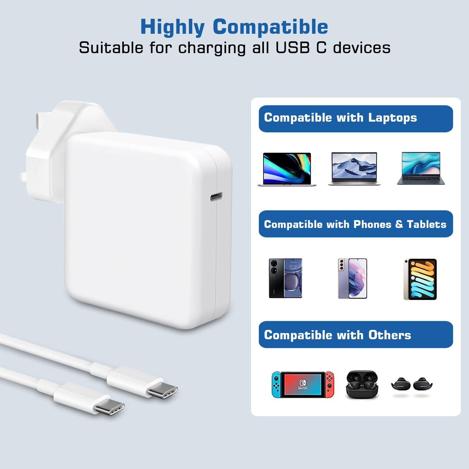 Detalle de SiKER 100W USB C Fast Charger PD 3.0 with 1.8m cable