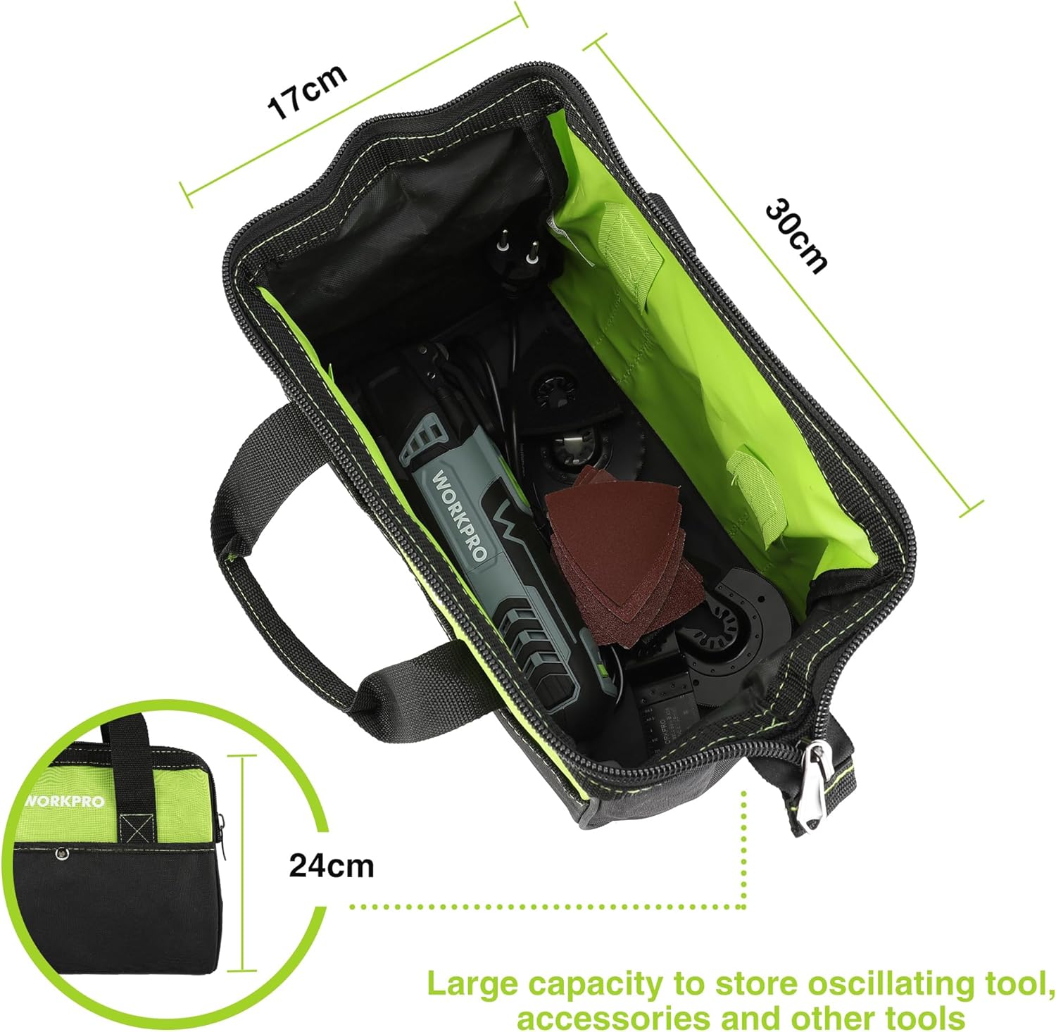 Thumbnail 6 de WORKPRO 300W Oscillating Multi-Tool Kit with 7 Speeds (15,000–23,000 RPM) and 17-Piece Accessories