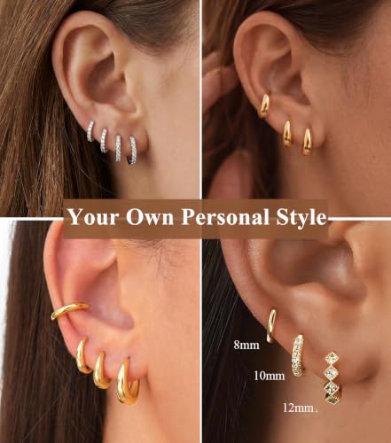 Thumbnail 3 de Smilya 3 Pairs Gold Hoops Earrings for Women – Hypoallergenic 925 Silver, Cubic Zirconia and Gift-Box Set