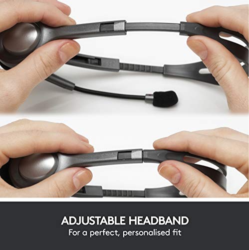 Detalle de Logitech H111 Kopfhörer mit Mikrofon – Stereo-Headset mit verstellbarem Mikrofon und Dualanschluss (Schwarz)