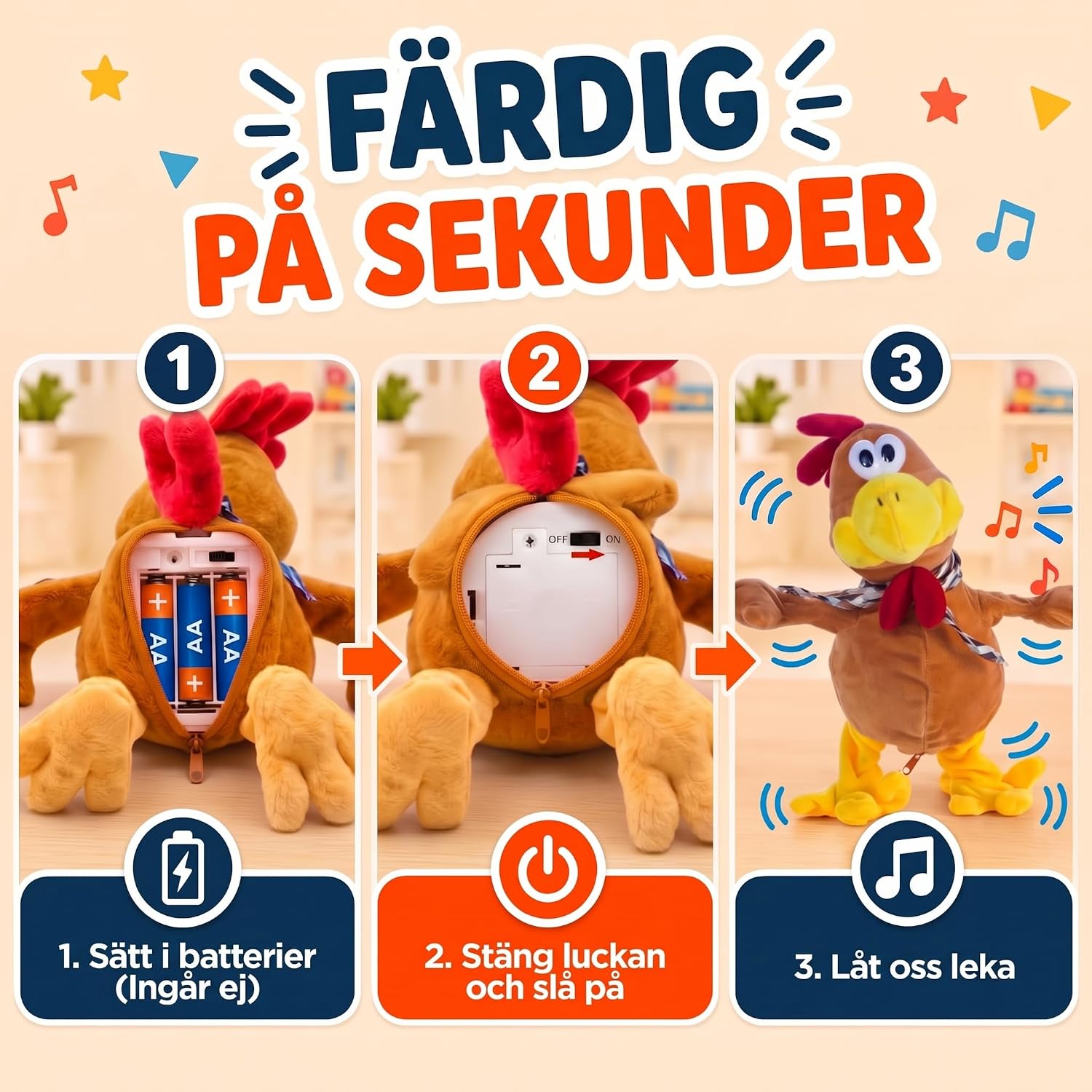 Detalle de GOODS+GADGETS 356023010 dansande plyschtupp med musik och rörliga vingar