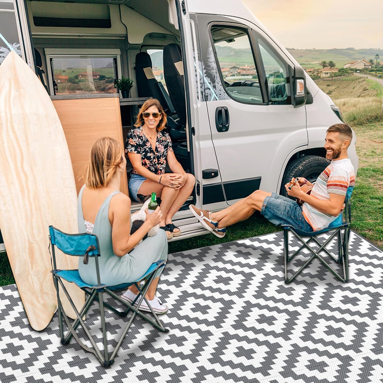 Thumbnail 6 de MOKANI Outdoor Teppich Wetterfest 180x270 cm – Wendbar, UV-beständig und wasserdicht für Balkon, Terrasse und Camping