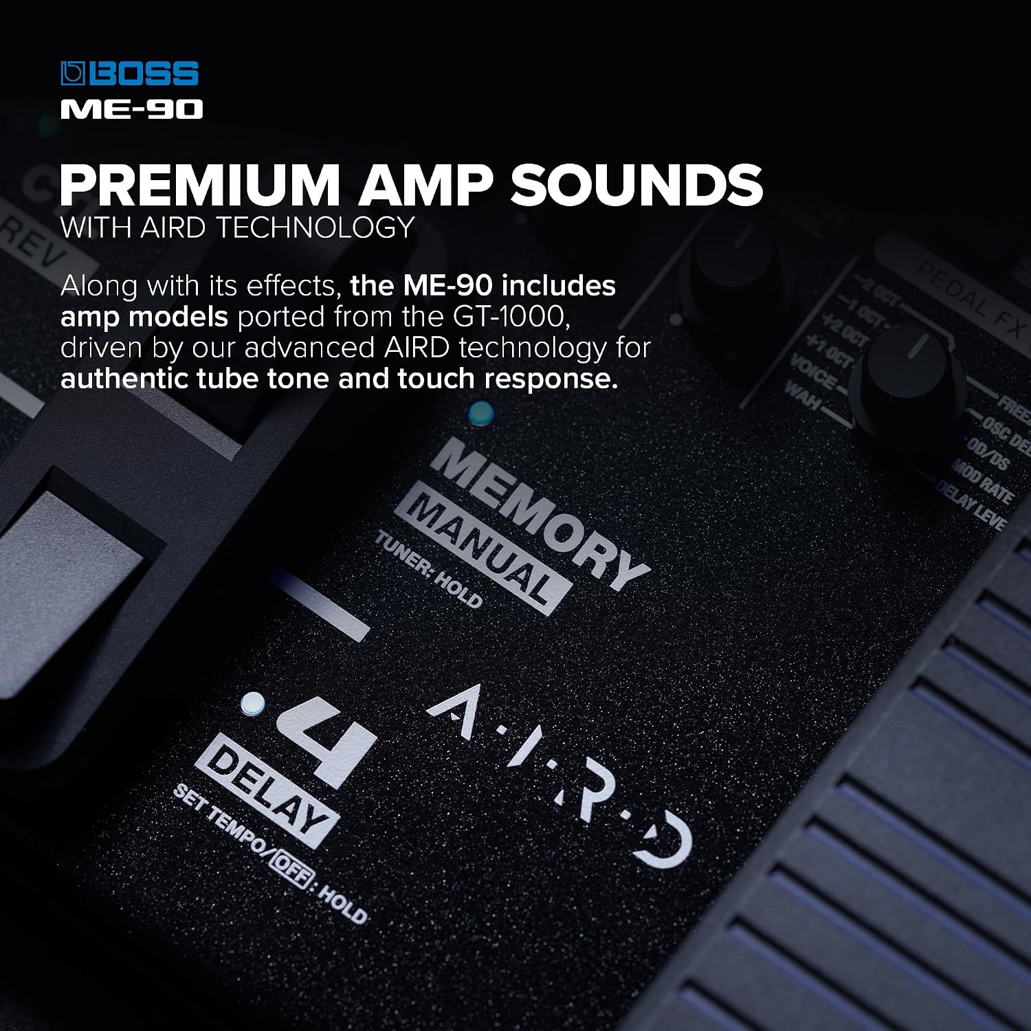 Detalle 1 de BOSS ME-90 Guitar Multi-Effects Processor with 11 AIRD Amps and 60 Effects