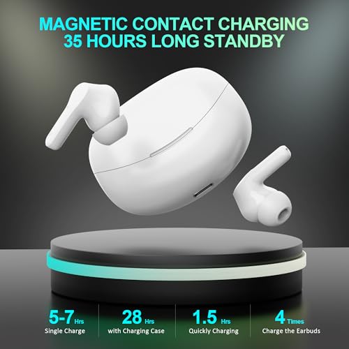 Detalle de Cervanta Auriculares Bluetooth 5.3 con pantalla LED, 35 horas y carga USB-C