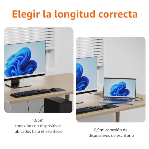 Detalle 2 de Cable adaptador USB-C (fuente) a HDMI (pantalla) Amazon Basics, 4K 30 Hz, 1,8 m, negro