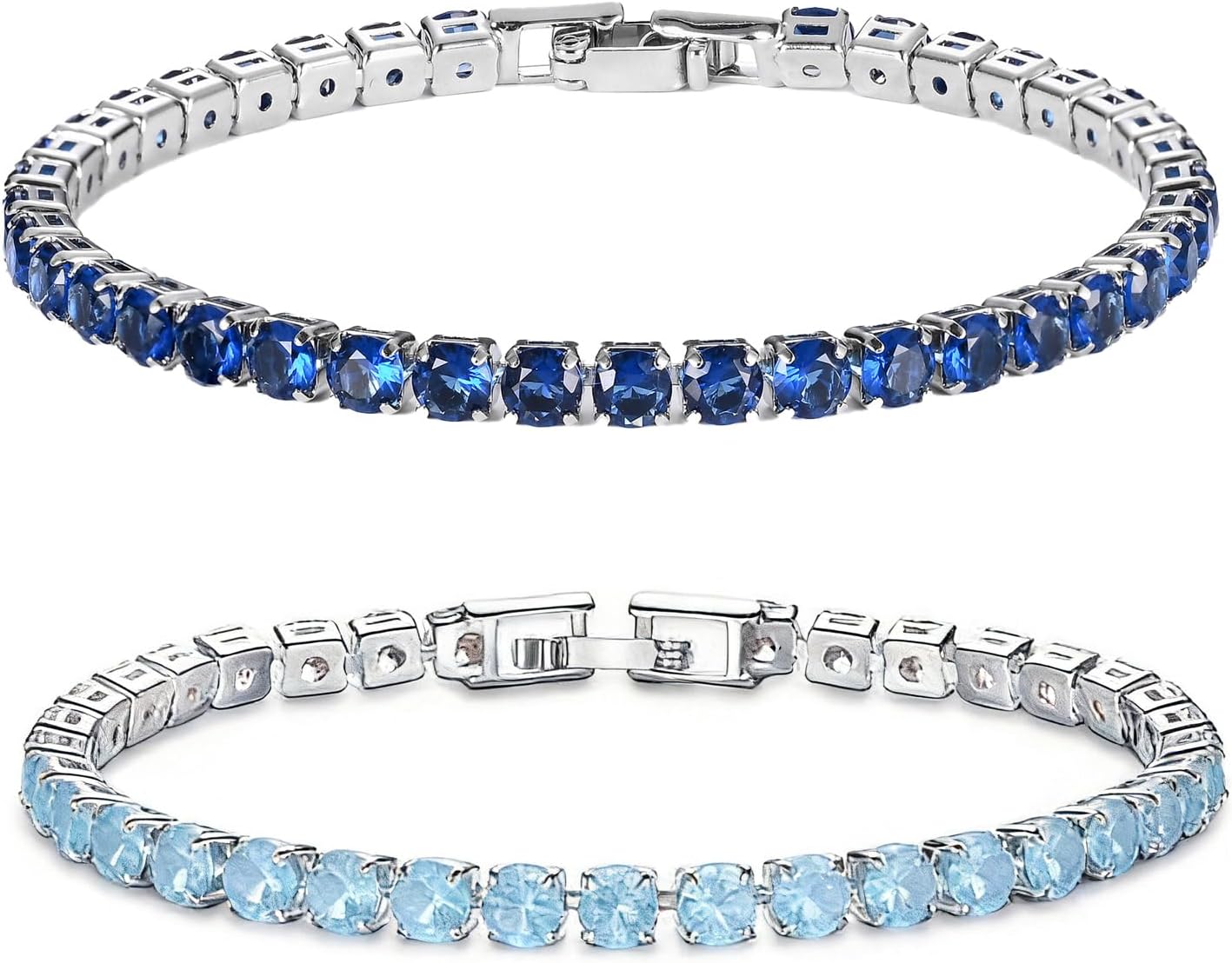 Thumbnail 3 de Pummny 2 Stück Tennisarmband Damen – 4 mm Zirkonia, Schnappdesign