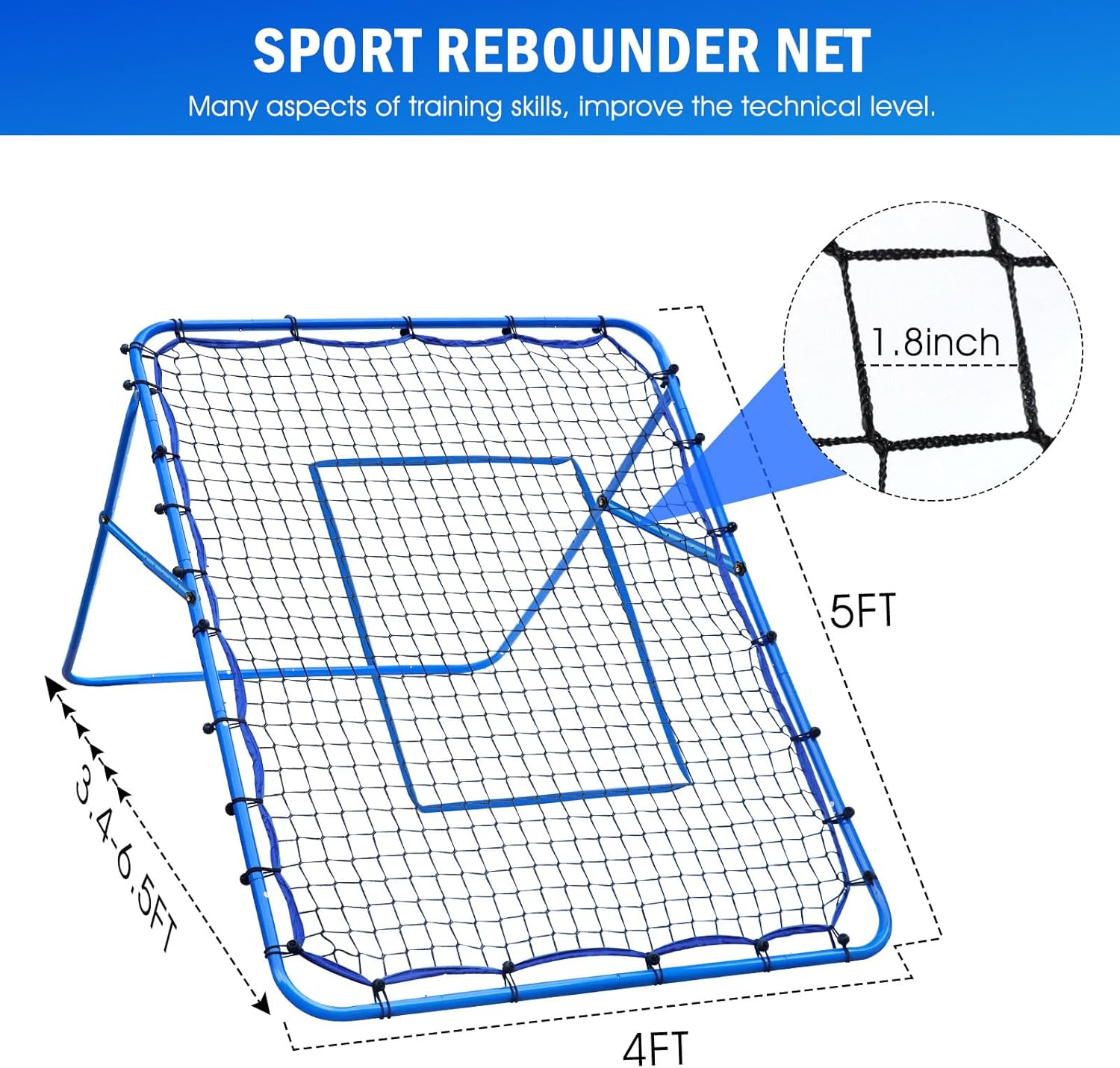 Detalle de Winthai Volleyball/Baseball Rebounder Net (5 x 4 ft) with Quick-Adjust Pitchback Targets