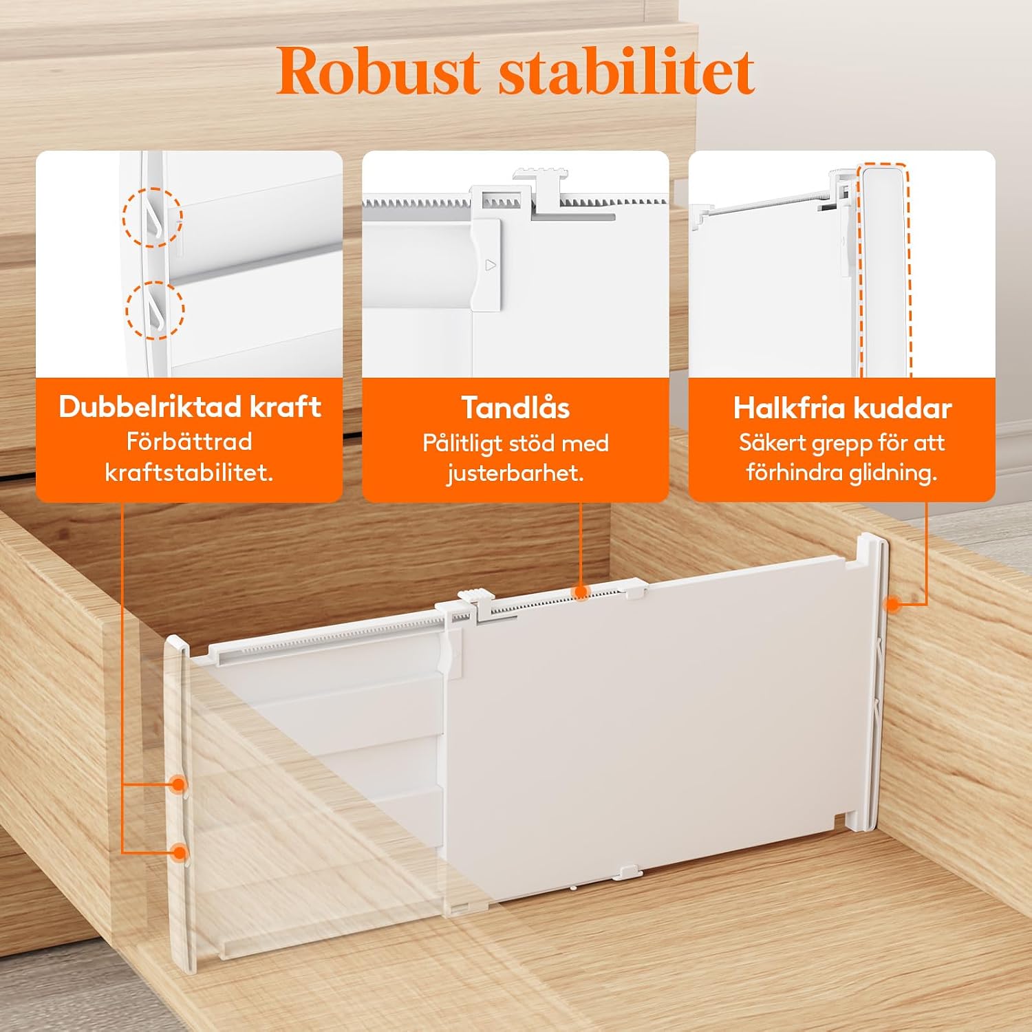 Detalle de Lifewit 24566 lådavdelare, 4-pack, justerbara och 20,4 cm höga