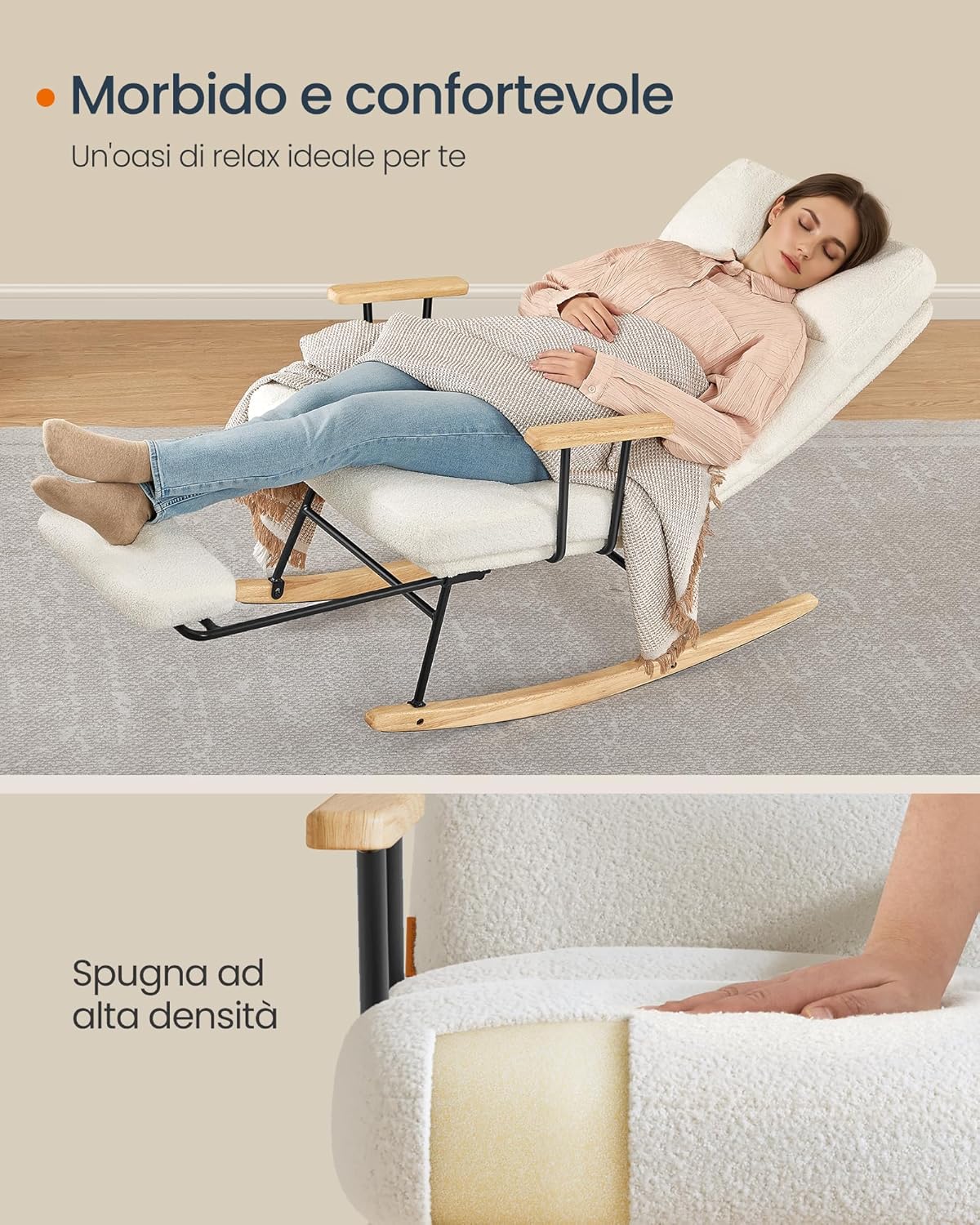 Thumbnail 6 de SONGMICS HOME Poltrona a Dondolo LYY016W01: comfort elegante con piedini in legno