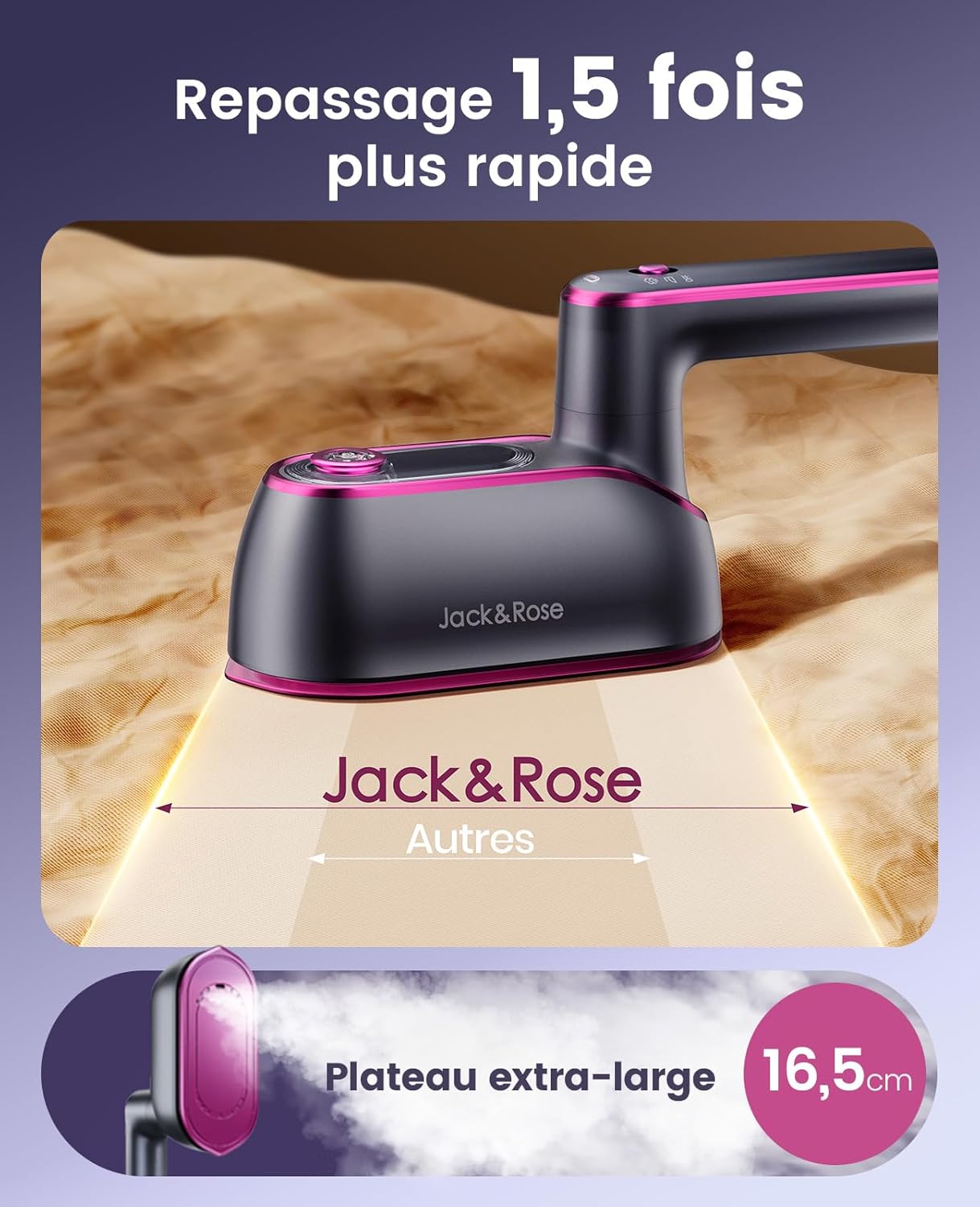 Thumbnail 3 de Jack & Rose Fer à Repasser Vapeur 1200W: défroisseur vapeur portable 2 en 1 pour voyage