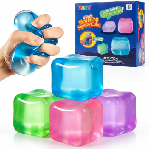 Detalle de JOYIN 4 Pack Clear Stress Cube: 2'' High Density Slow-Rising Sensory Squishy Toys