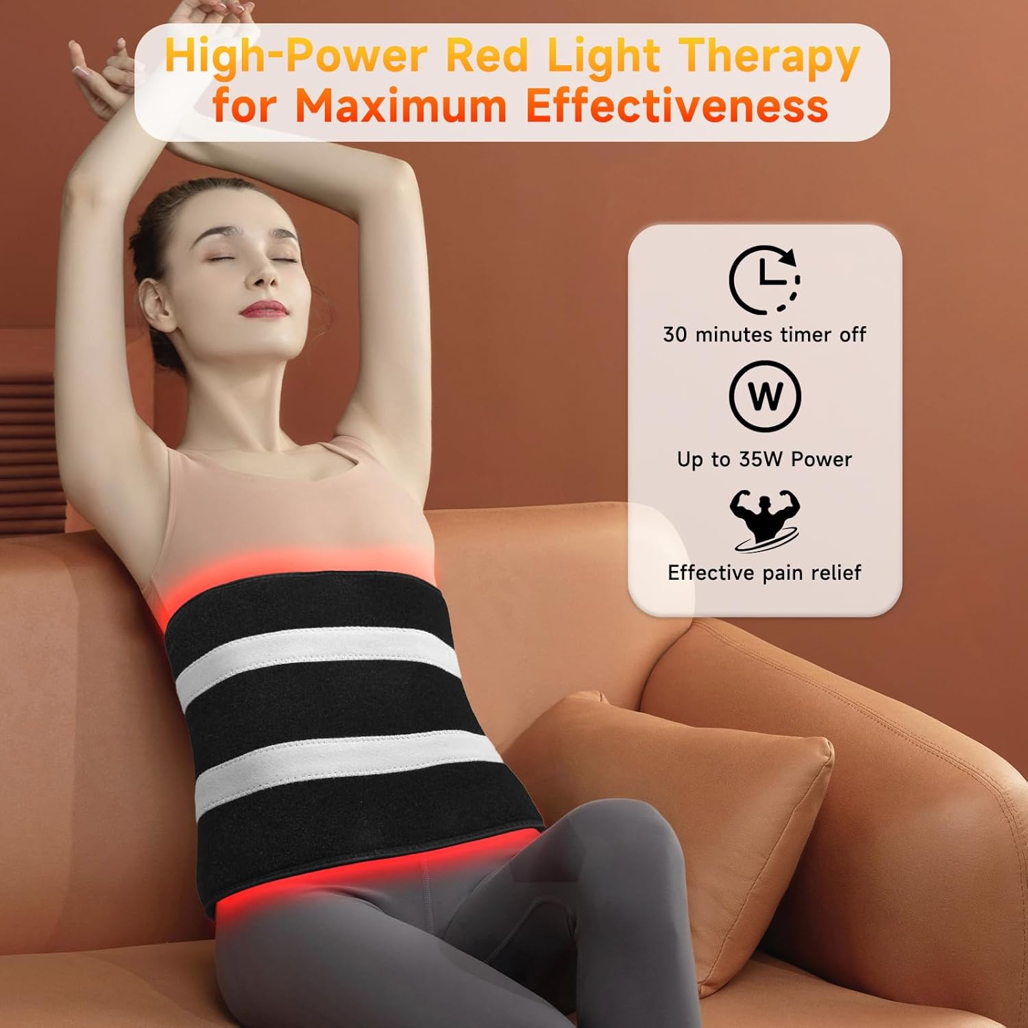 Thumbnail 1 de Kaoudt 2026 Medical-Grade Red Light Therapy Belt (24" x 12") for Full-Body Pain Relief