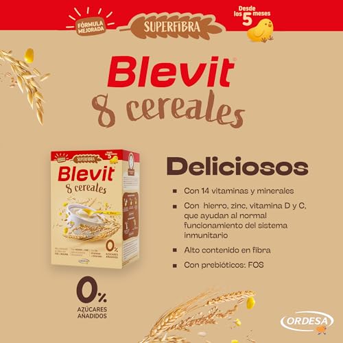 Detalle de Blevit Superfibra 8 Cereales 500 g, papilla para bebé desde los 5 meses