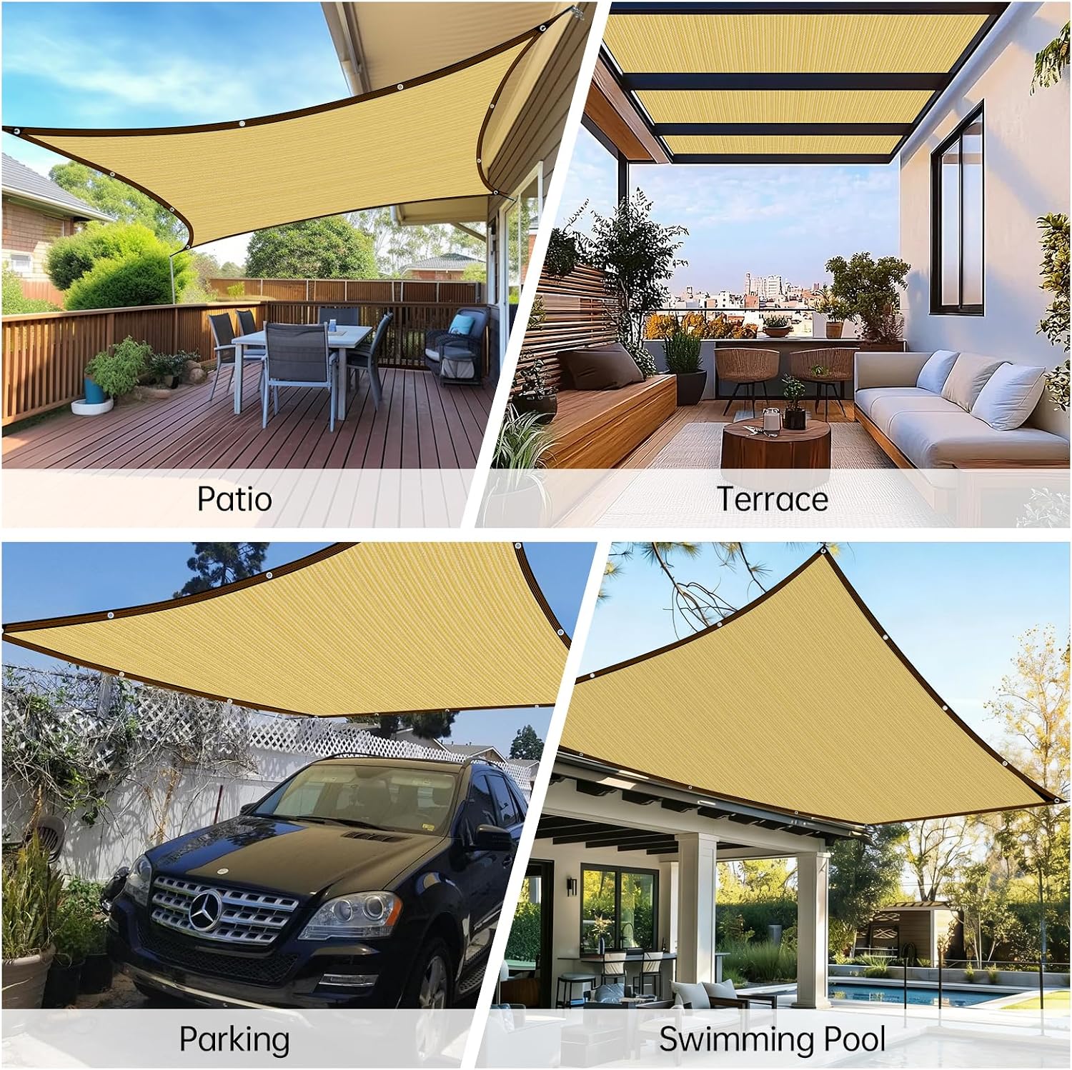 Detalle de Filet d'ombrage avec œillets - Beige, 3 x 4 m, 90% d'ombrage, résistant UV