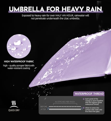 Thumbnail 2 de LILAC Windproof Automatic Umbrella: Strong 7-Rib Compact Travel Brolly