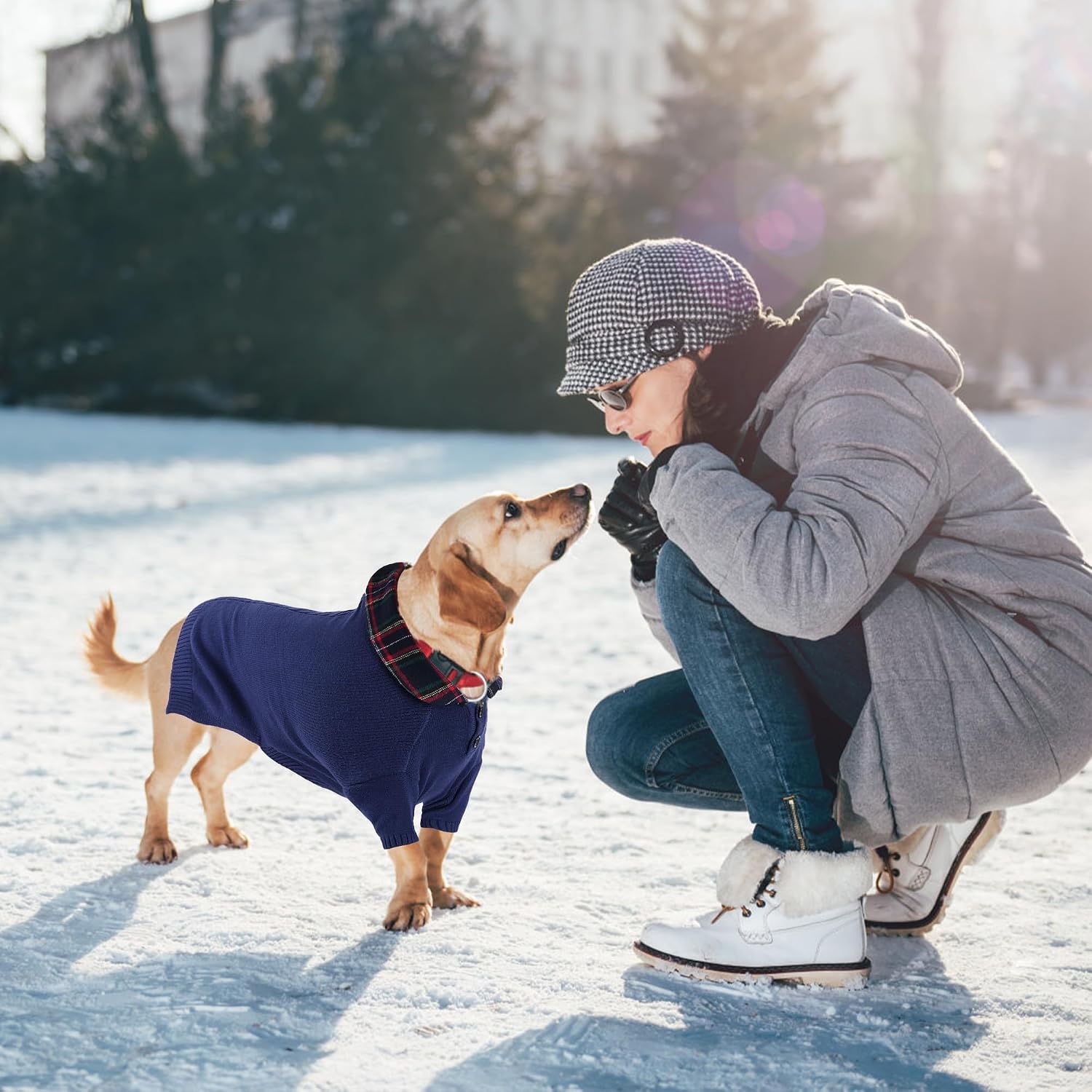 Detalle de BAOBICUTE Soft Polo Pullover Dog Sweater for Small and Medium Dogs