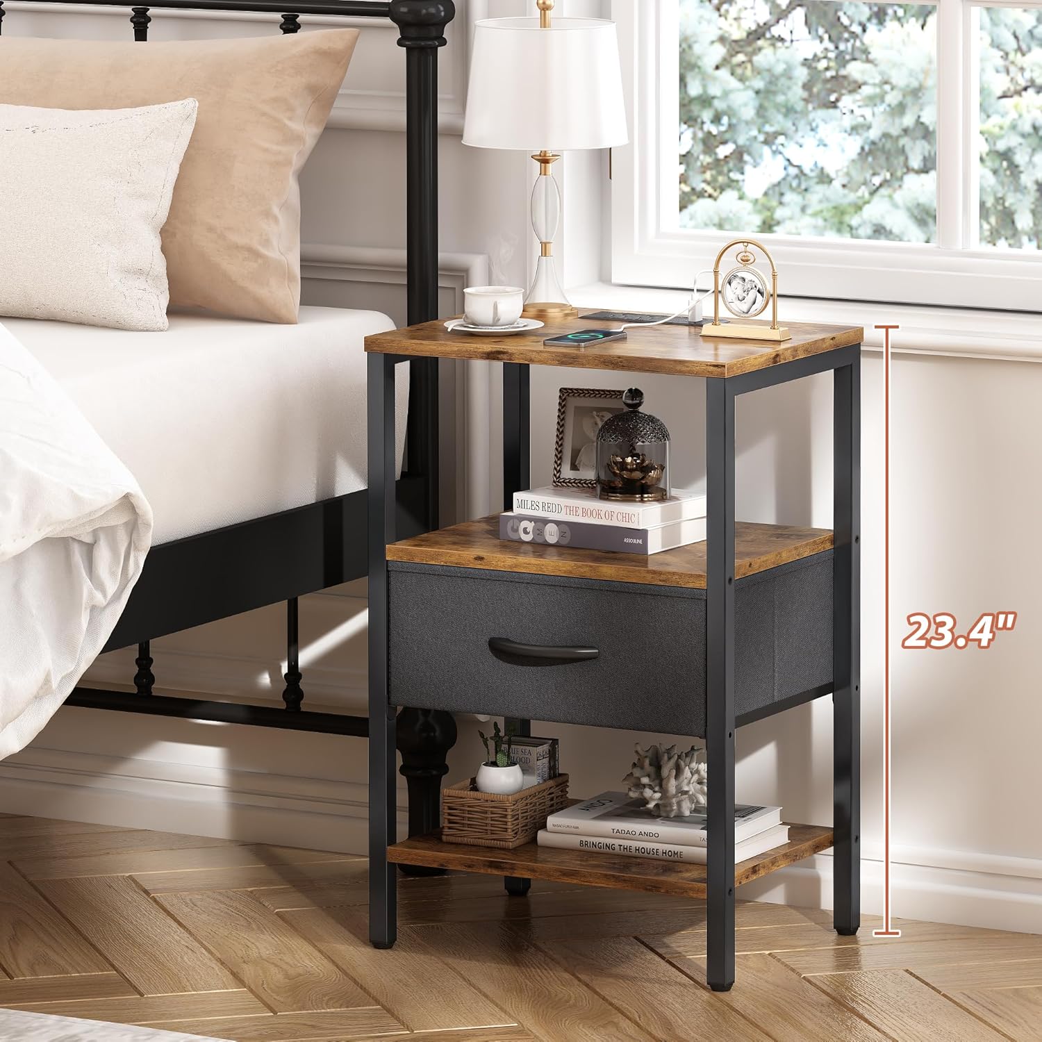 Thumbnail 3 de SUPERJARE Nightstand Set of 2 with Charging Station 🛋
