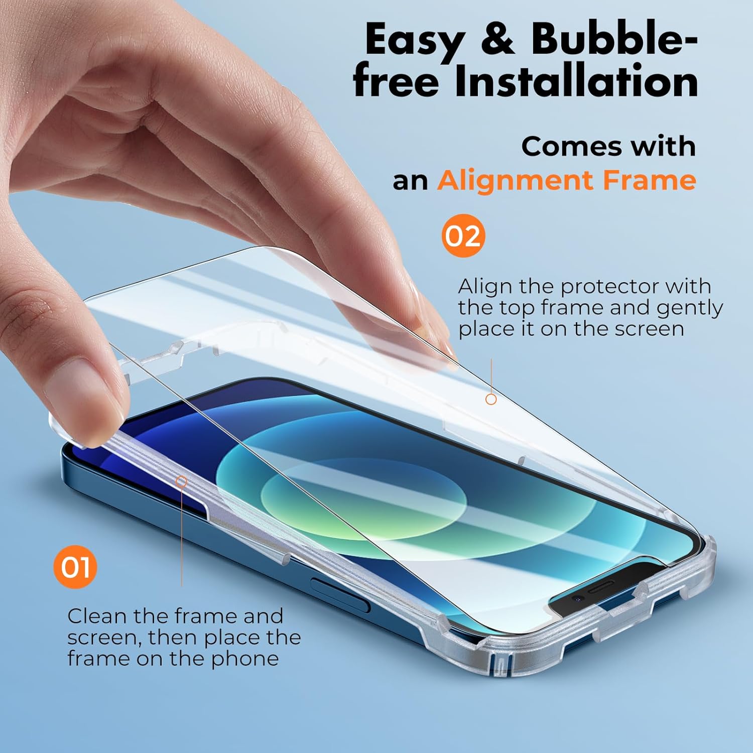 Thumbnail 2 de UNBREAKcable Verre trempé pour iPhone 12/12 Pro (6,1") – Dureté 9H, pose facile, lot de 3