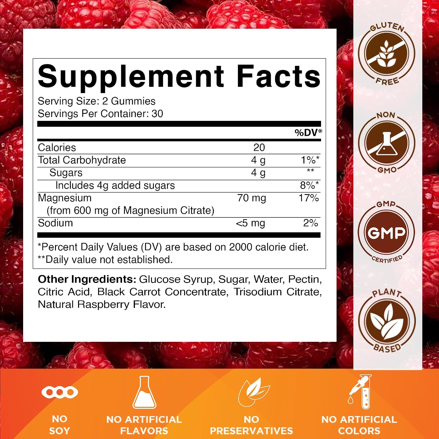 Detalle 2 de Vitamatic Magnesium Citrate Gummies, 600 mg, Vegan Raspberry, 60 Count