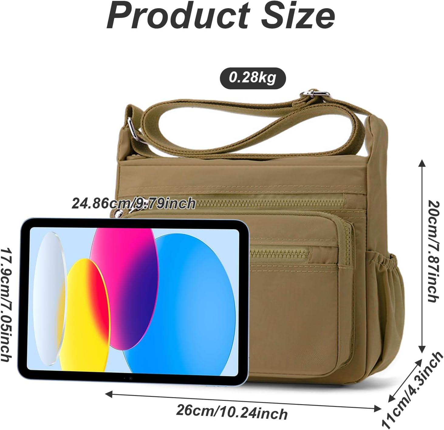 Detalle de LassZone Women's Multi-Pocket Crossbody Bag – Practical, Lightweight Nylon Day-to-Day Bag