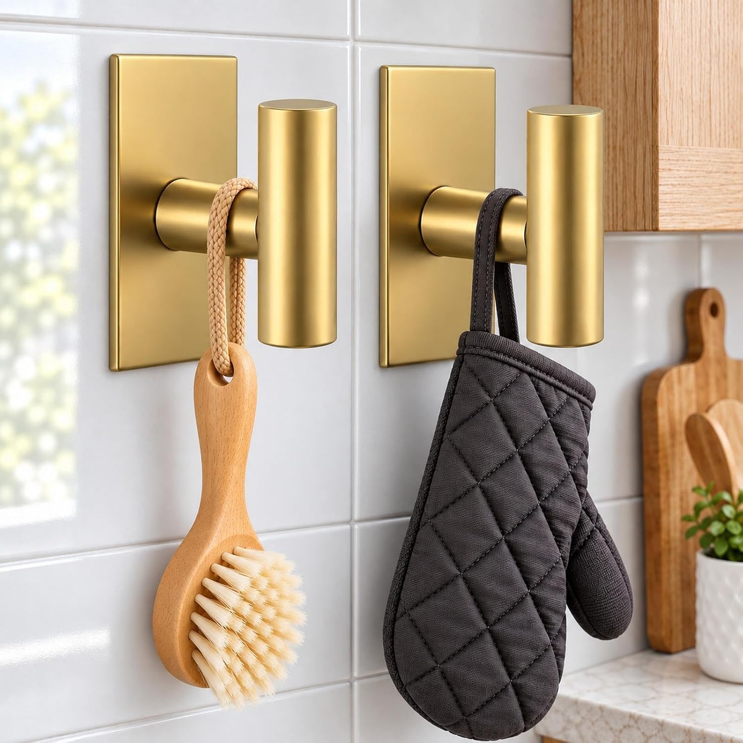 Thumbnail 3 de VAEHOLD 065 Wall Towel Hooks, Gold Stainless Steel, Adhesive, 4-Pack