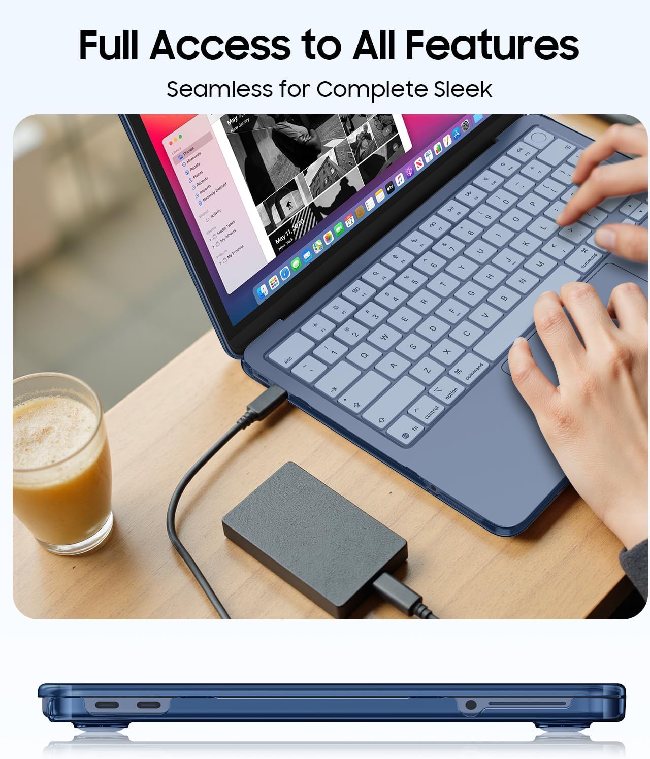 Detalle de FINTIE Crystal Indigo Case for MacBook Neo 13-inch (2026) A18 Pro Chip – Model A3404
