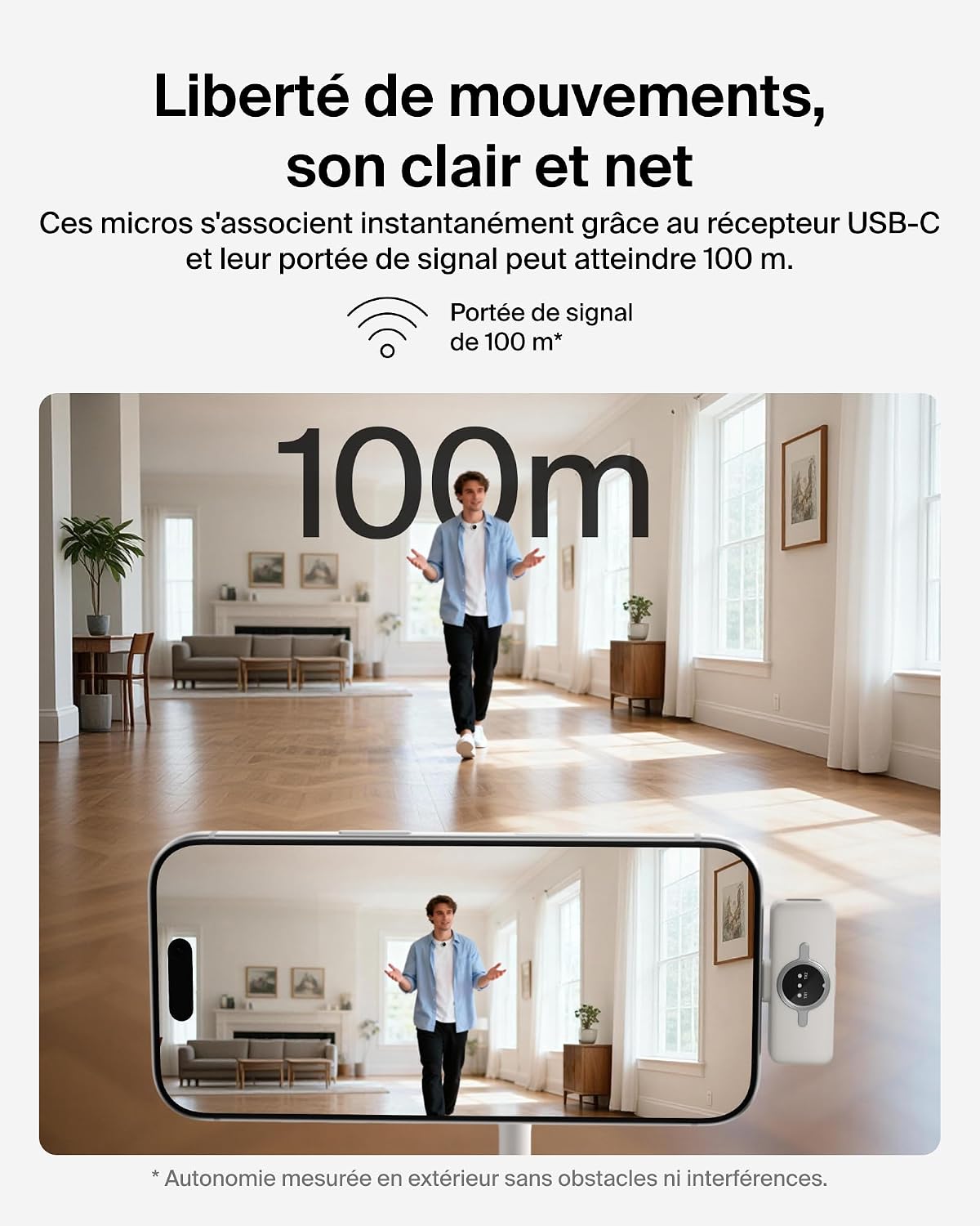 Detalle de Belkin Stage Micro sans Fil avec Clip d'attache – Micro-cravate sans fil double, 24 bit/48 kHz, 36 h d’autonomie