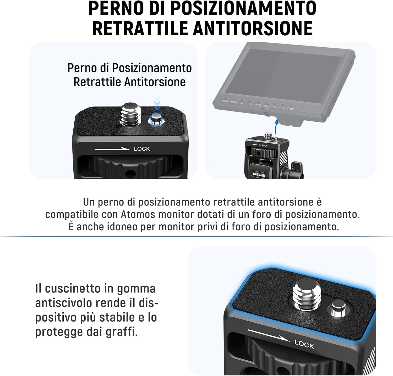 Thumbnail 3 de NEEWER Supporto Monitor da Campo con adattatore Cold Shoe, rotazione 360° e inclinazione 180° (MA019)