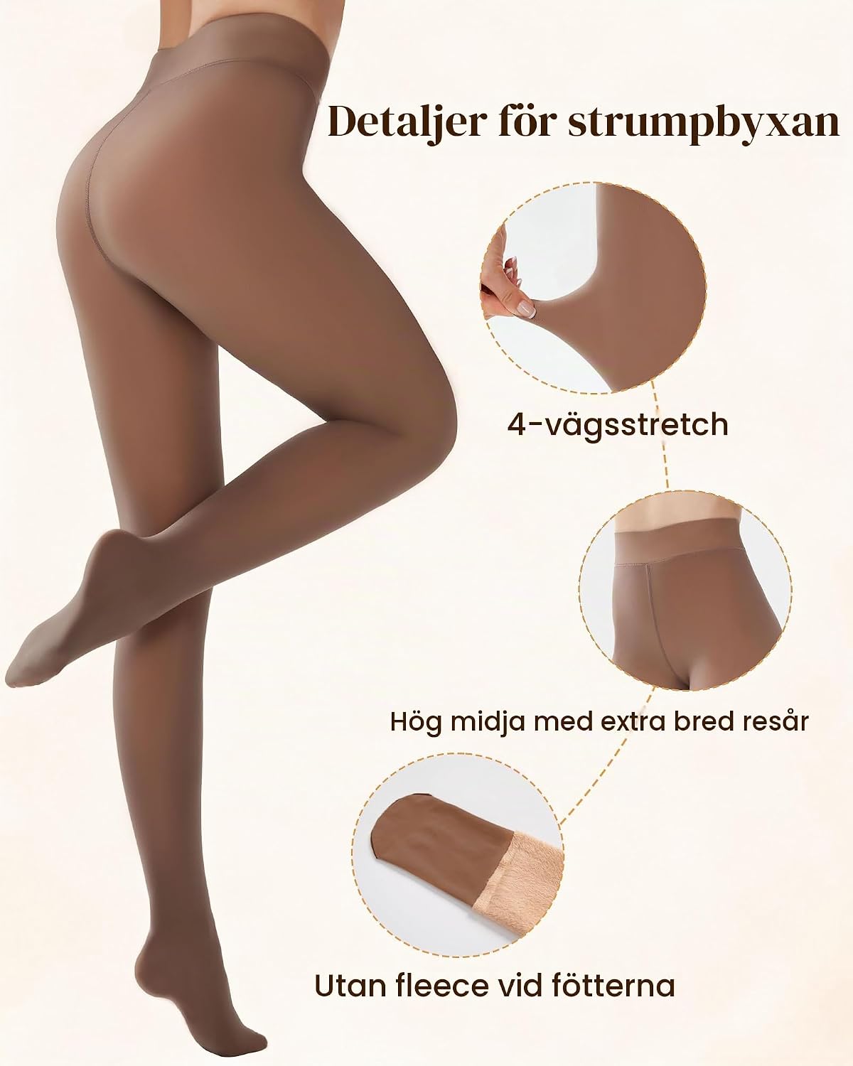Detalle 2 de DUCMODA fleecefodrade tights med skir look, hög midja och en söm