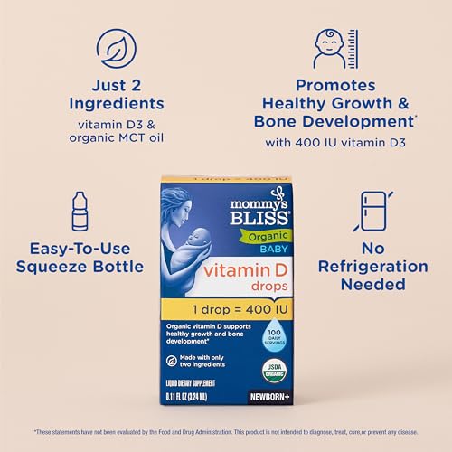 Detalle de Mommy's Bliss Organic Vitamin D Drops for Babies (0.11 Fl Oz, 400 IU per drop)