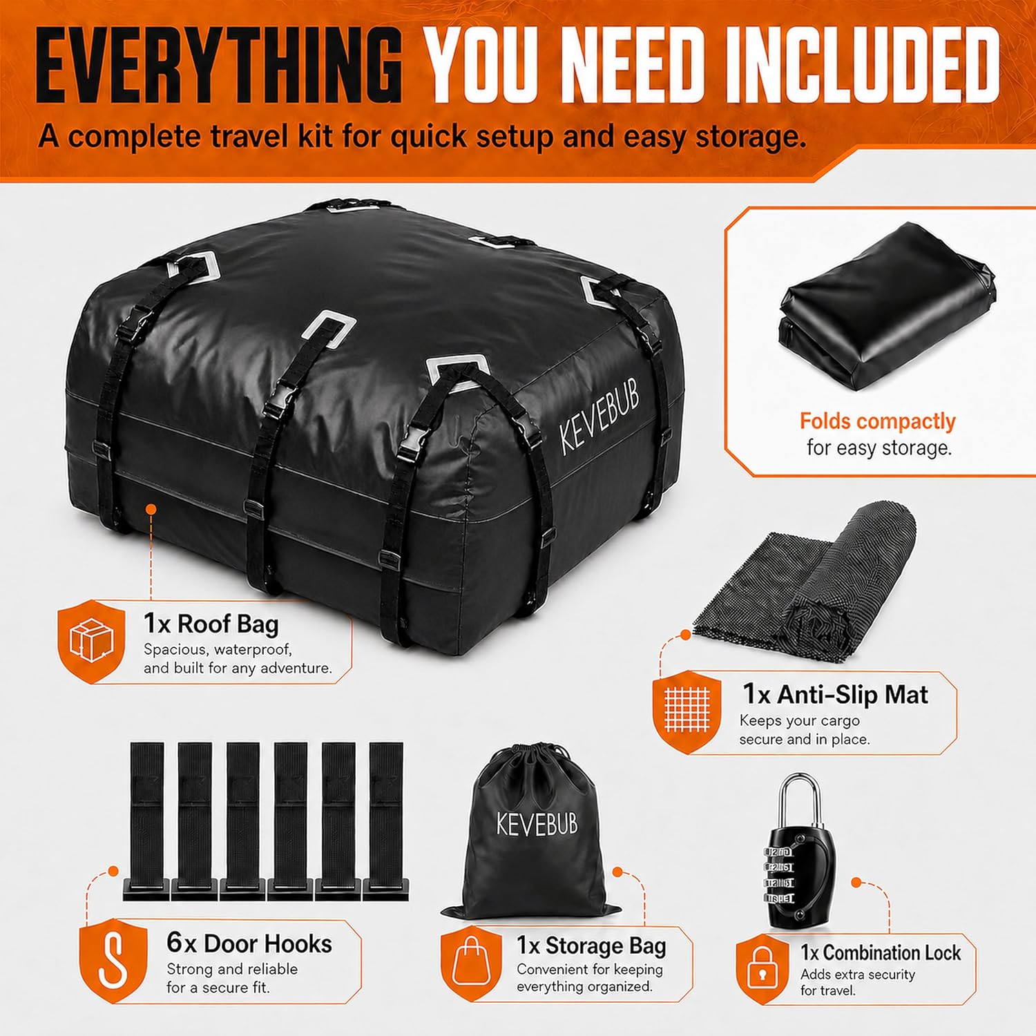Thumbnail 6 de KEVEBUB car roof bag 21 cu ft waterproof