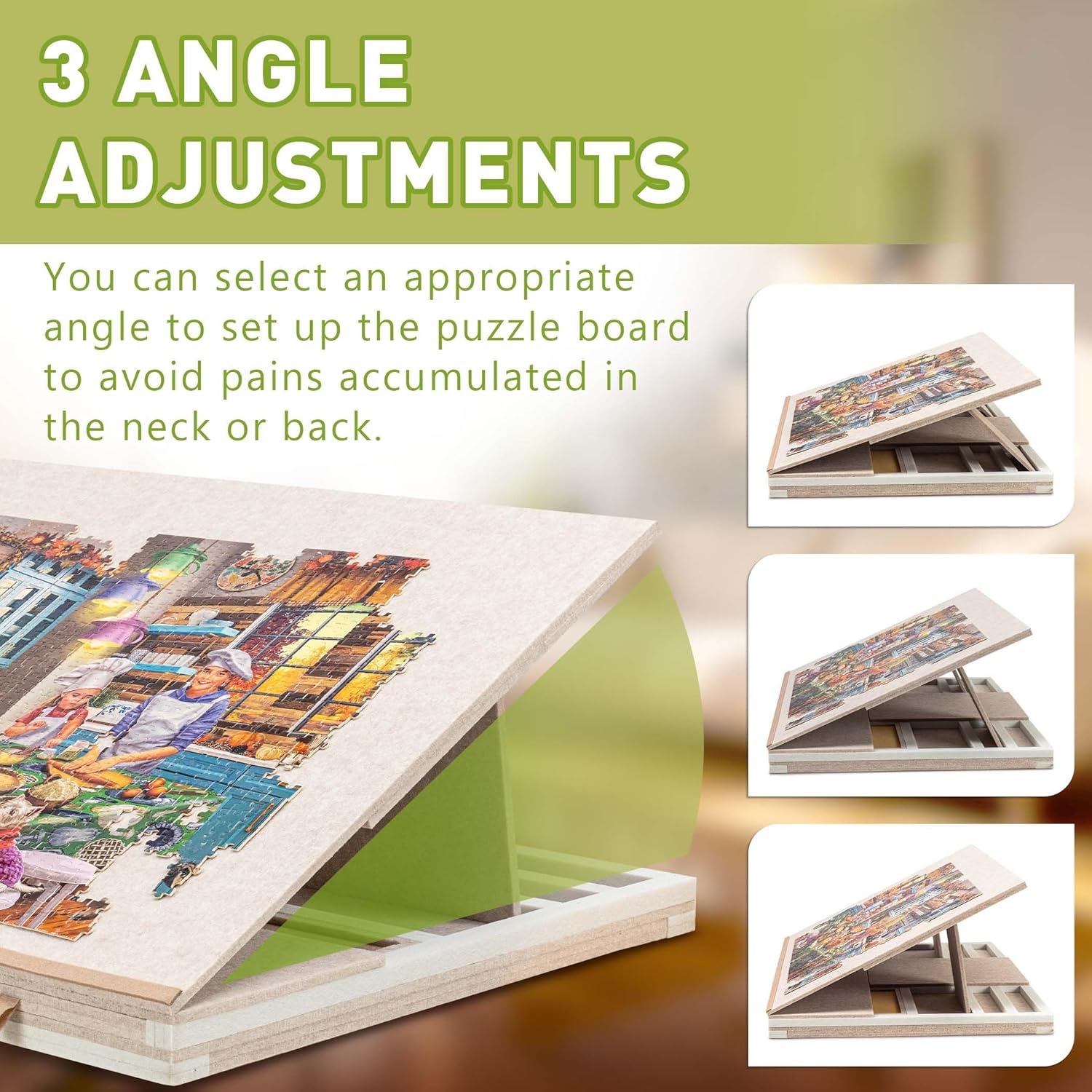 Thumbnail 2 de Tektalk Felt Jigsaw Puzzle Board with 3-Tilting-Angle, Foldable Legs, 4 Drawers & Cover (for 1500-piece puzzles)