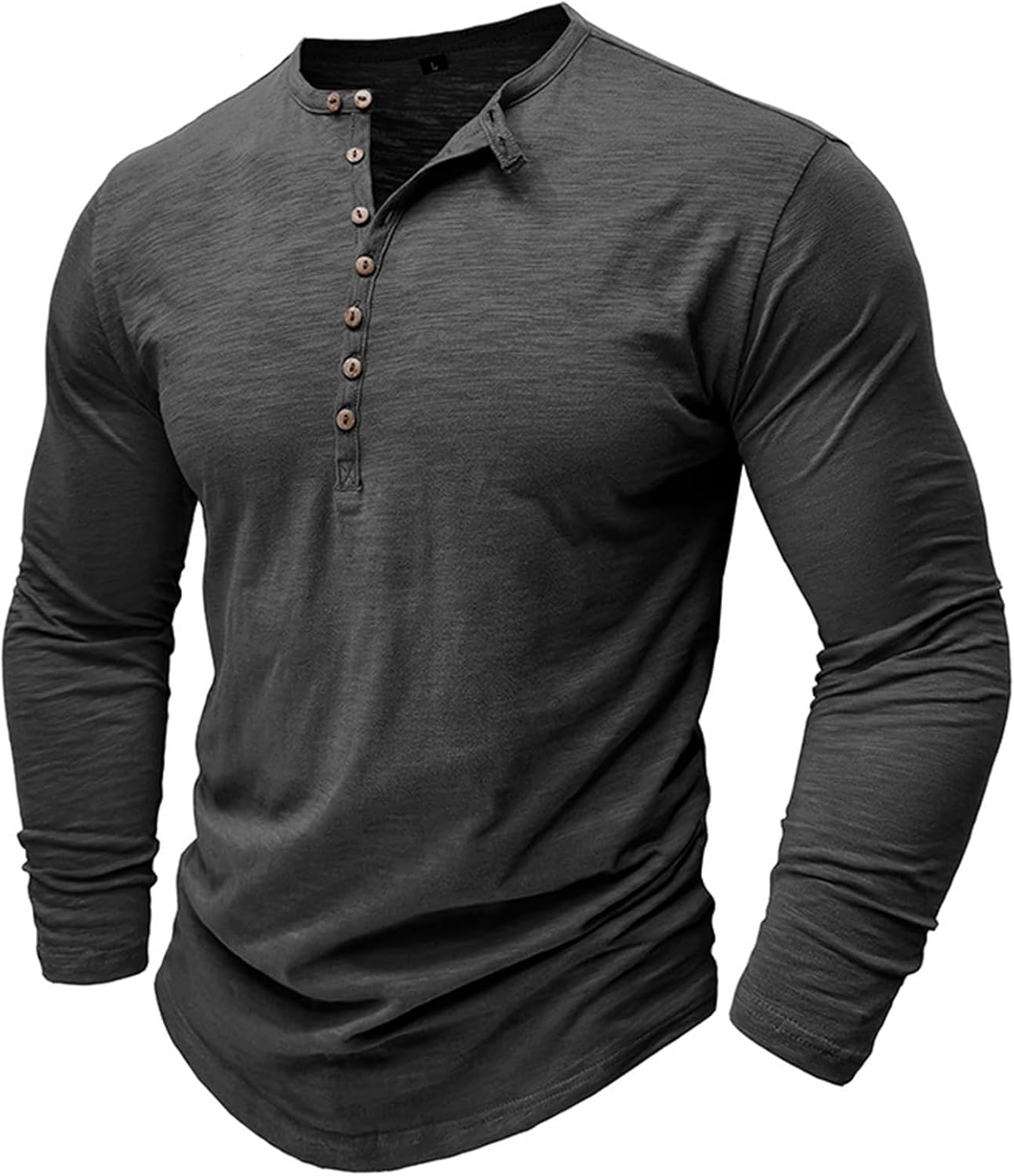 Detalle de Henley Langarm T Shirt Herren – Langarmshirt mit V-Ausschnitt und Knopfleiste (Slim Fit, Vintage Stil) M–3XL