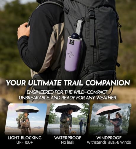 Thumbnail 8 de LILAC Compact Travel Umbrella for Purse – Windproof, UV protected, 30% thicker shaft