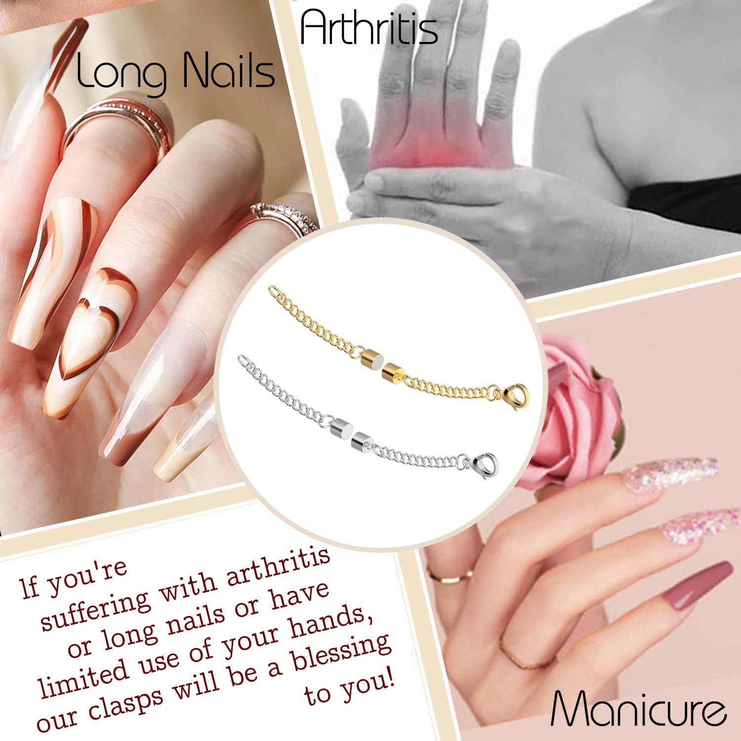 Detalle de OHINGLT 01 Necklace Layering Clasp, Gold and Silver Stainless Steel