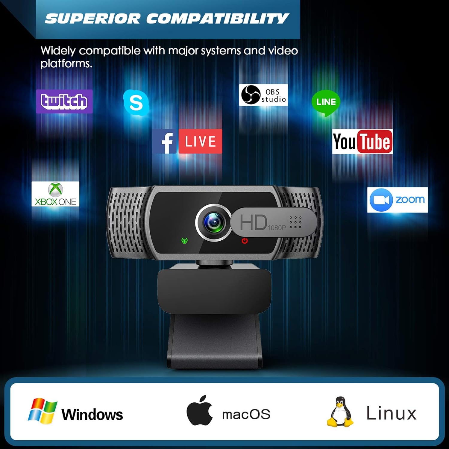 Detalle 2 de YIMONA Webcam for PC 1080P webcam