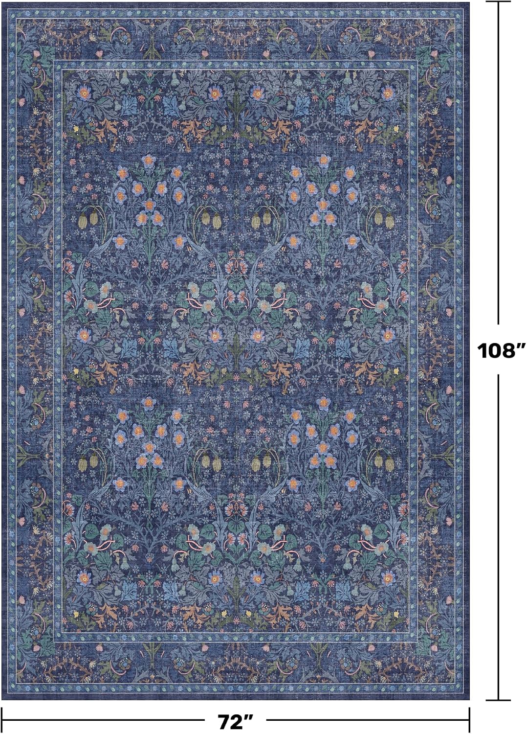 Detalle 2 de Hazo Haus Dining Room Rugs for Under Table, 6x9 Washable Dark Blue Oriental Area Rug
