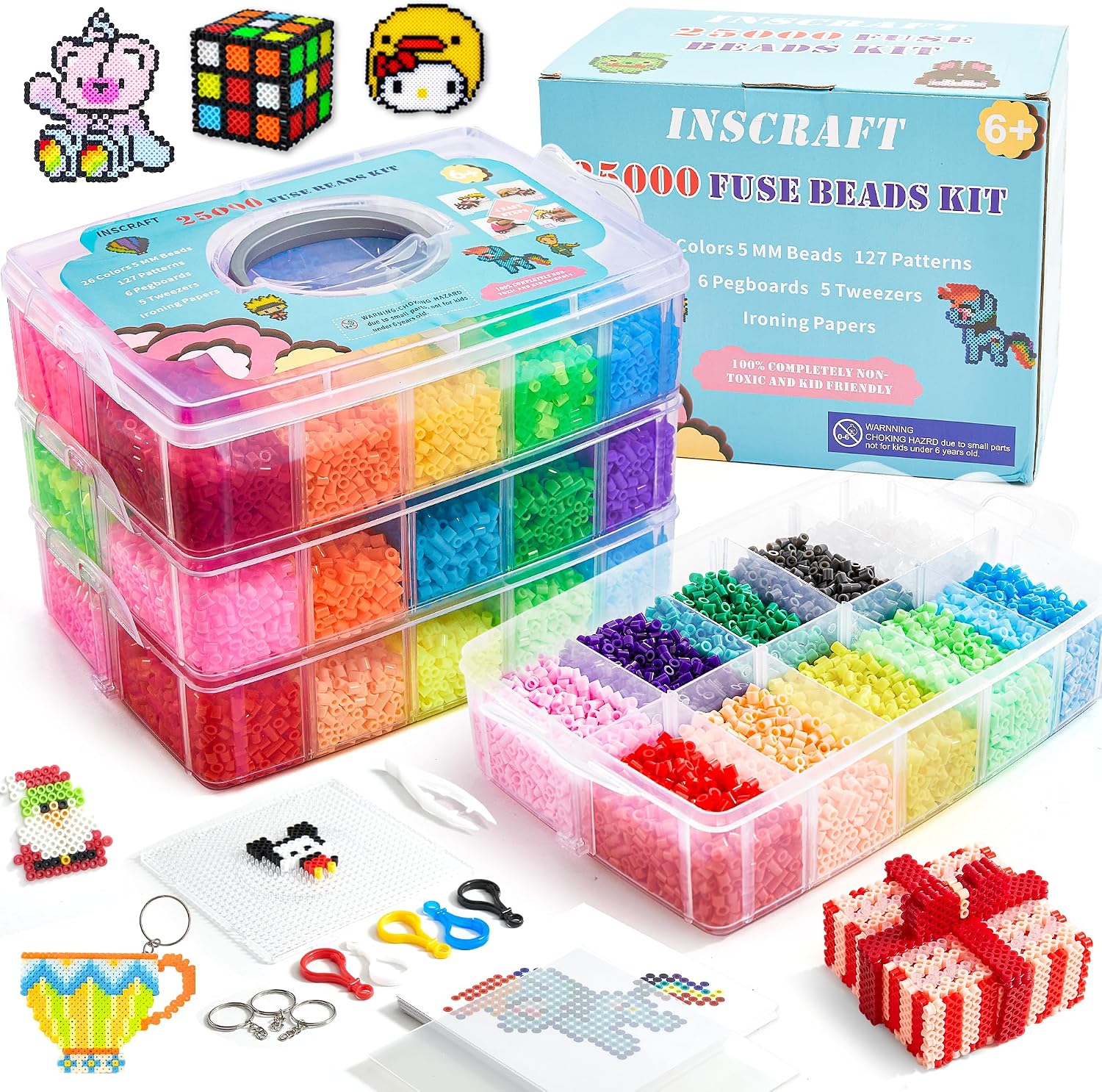 Detalle de Inscraft Bügelperlen Set 25.000 Stück 🎨