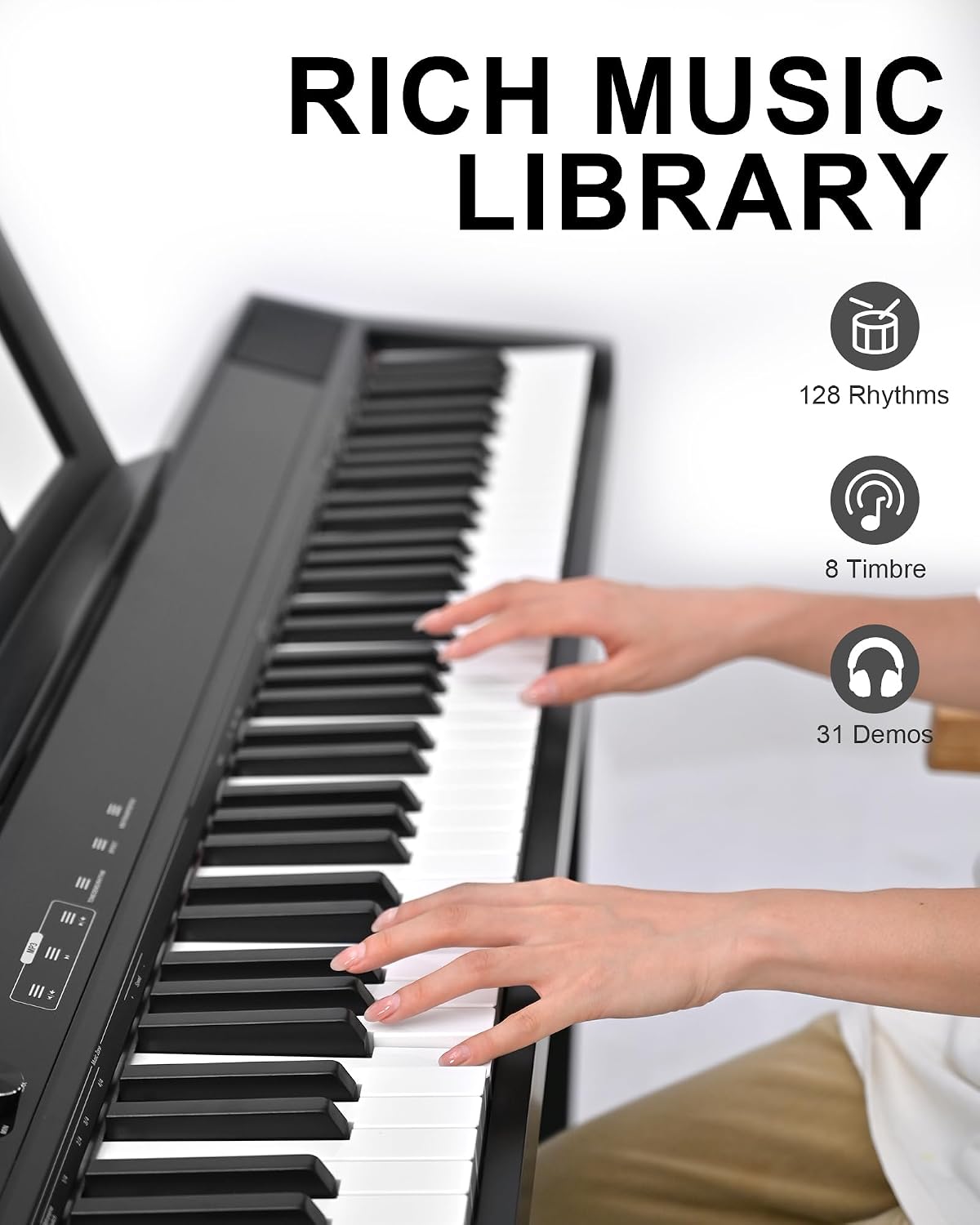 Detalle de KEYIVOX S-200 88-Key Weighted Digital Piano with Hammer Action and Triple Pedal