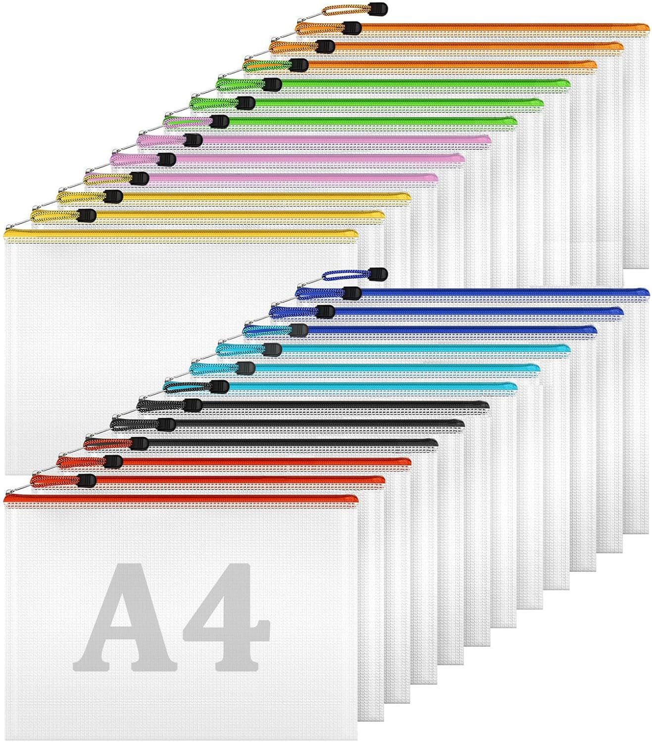 Detalle de A4 zip document wallets, 24 pack PVC