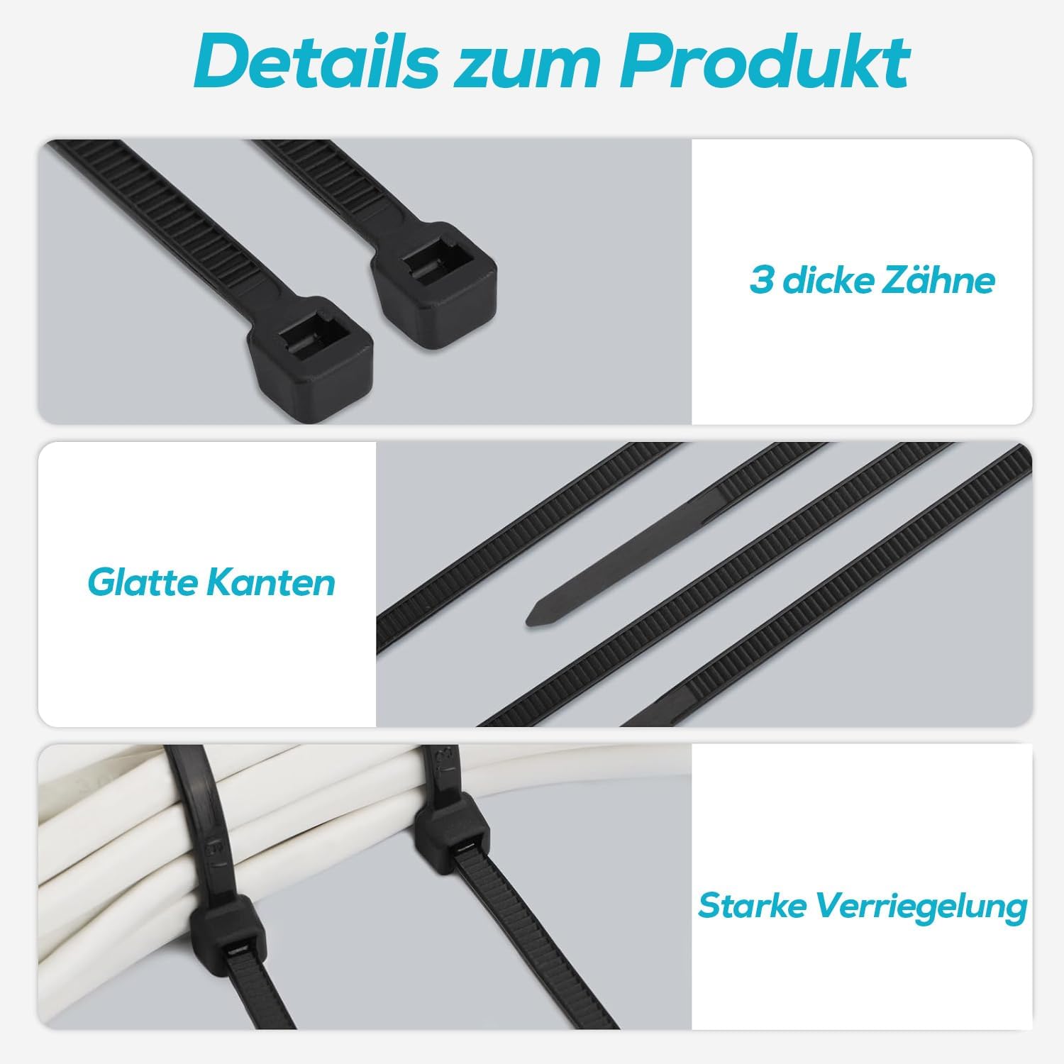 Detalle 2 de Kabelbinder 400 Stück 100–300 mm