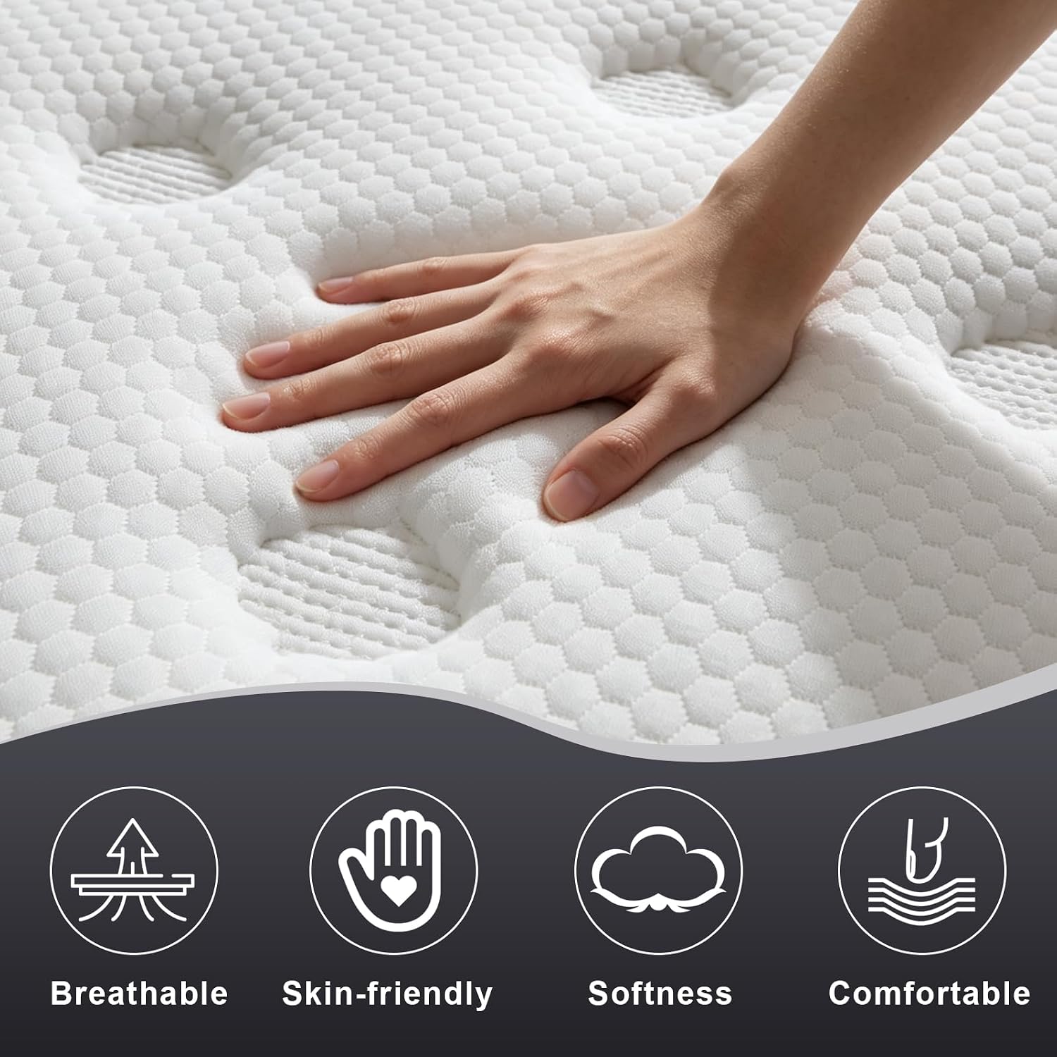 Detalle de Softora 12K King Mattress, 12-Inch Memory Foam Hybrid with Pocket Springs
