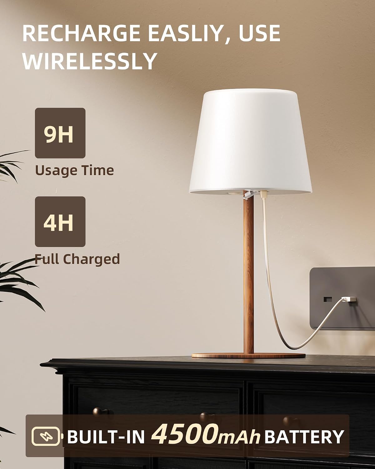 Detalle 2 de EZVALO Outdoor Cordless Table Lamp 4500mAh